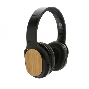 Logo trade promotional merchandise image of: RCS and bamboo Elite Foldable wireless headphone