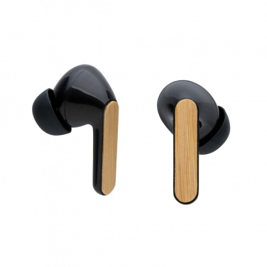 Logo trade promotional merchandise picture of: Bamboo TWS earbuds with RCS recycled plastic