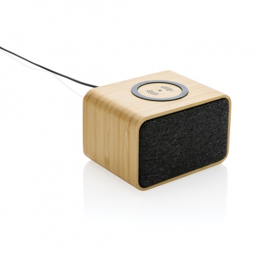 Logotrade promotional item image of: RCS Rplastic 3W speaker with bamboo 5W wireless