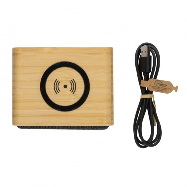 Logo trade business gifts image of: RCS Rplastic 3W speaker with bamboo 5W wireless