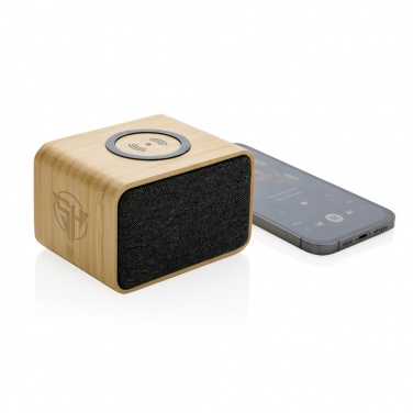 Logo trade corporate gifts picture of: RCS Rplastic 3W speaker with bamboo 5W wireless