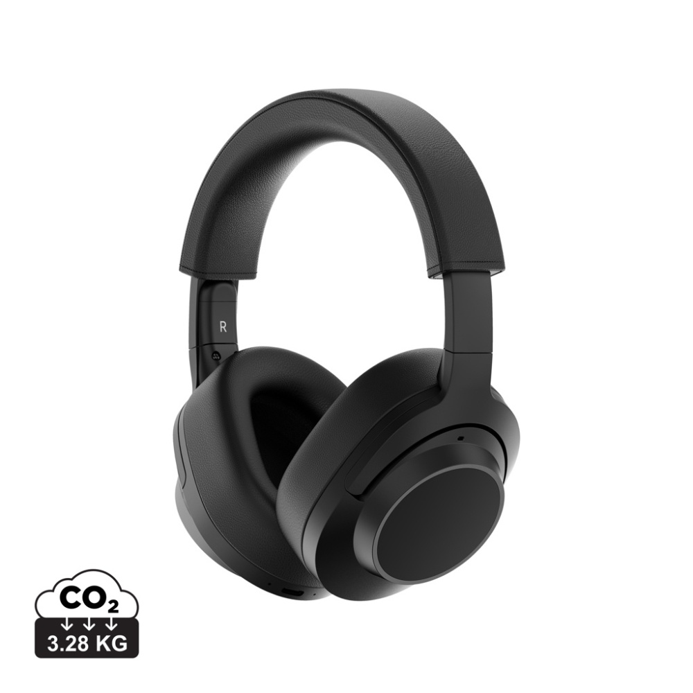 Logotrade promotional item image of: Irvine RCS recycled and repairable ANC wireless headphone