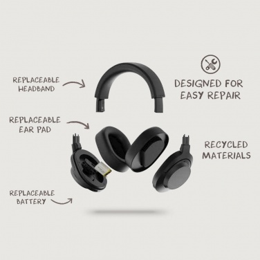 Logo trade business gifts image of: Irvine RCS recycled and repairable ANC wireless headphone