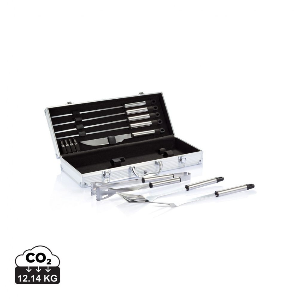 Logo trade business gift photo of: 12 pcs barbecue set in aluminium box