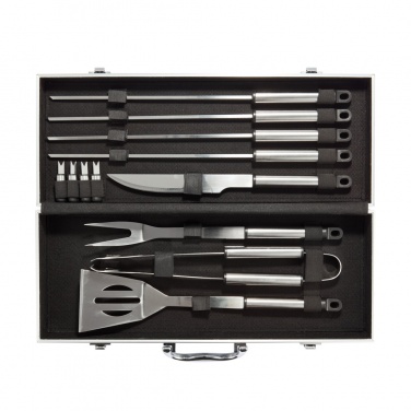 Logo trade promotional giveaway photo of: 12 pcs barbecue set in aluminium box