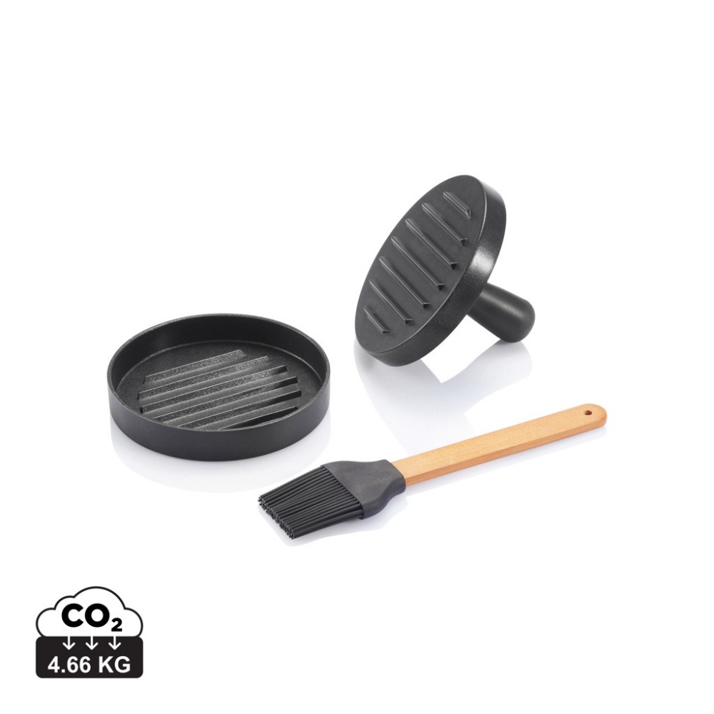 Logo trade promotional item photo of: BBQ set with hamburger press and brush