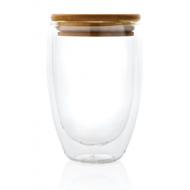 Logotrade promotional gift image of: Double wall borosilicate glass with bamboo lid 350ml