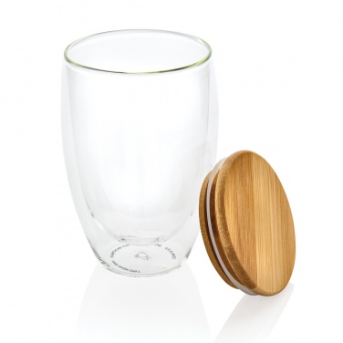 Logotrade promotional item image of: Double wall borosilicate glass with bamboo lid 350ml