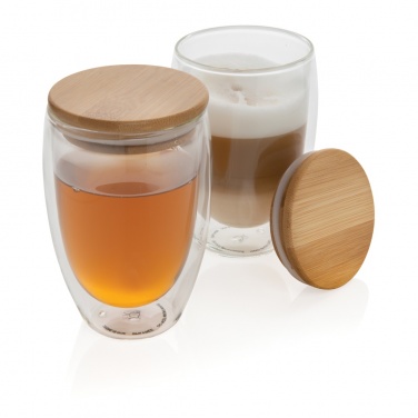 Logo trade promotional product photo of: Double wall borosilicate glass with bamboo lid 350ml