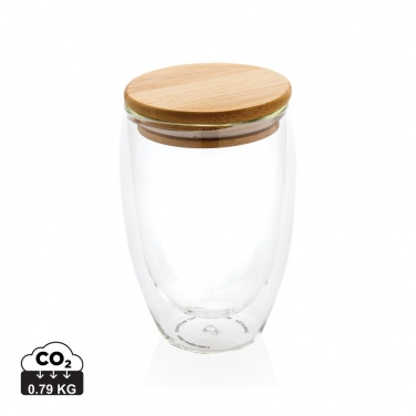 Logotrade promotional giveaways photo of: Double wall borosilicate glass with bamboo lid 350ml