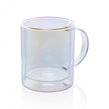 Logo trade promotional giveaways picture of: Deluxe double wall electroplated glass mug