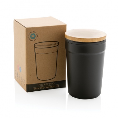 Logo trade advertising products image of: GRS certified recycled PP mug with bamboo lid