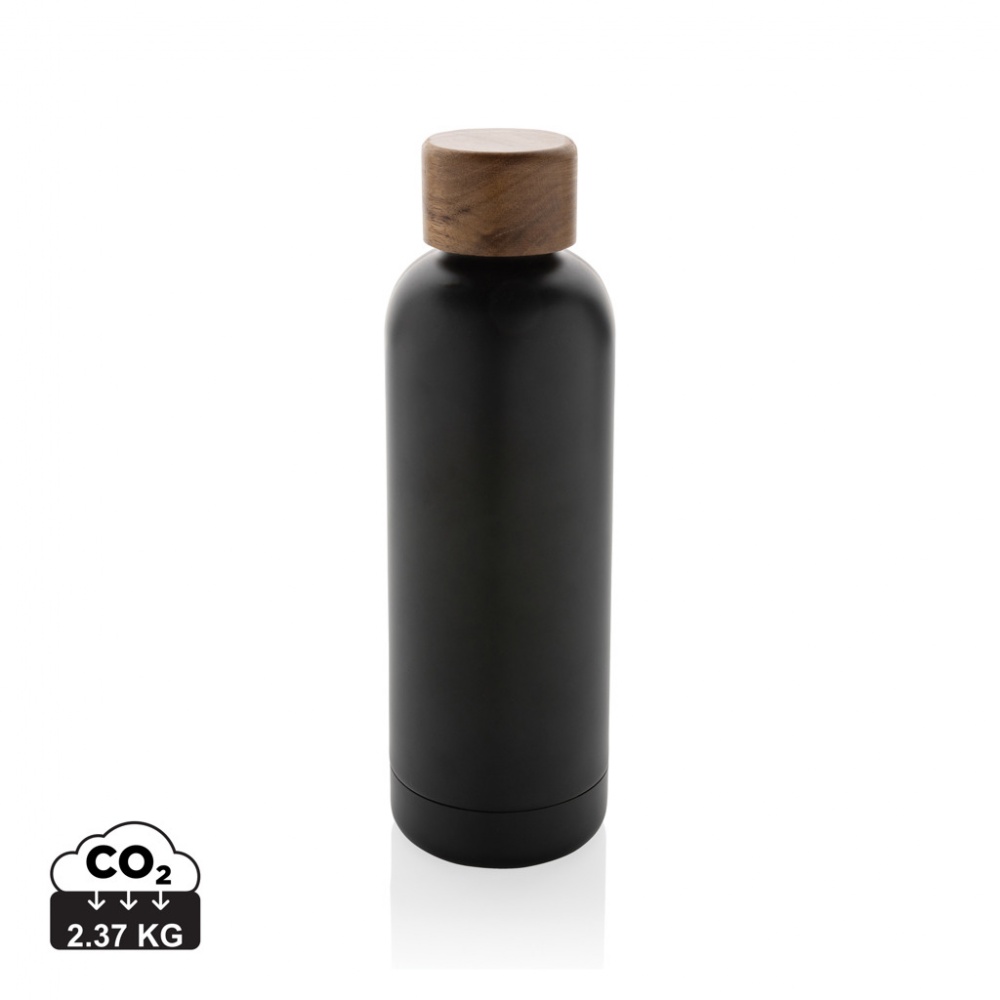 Logo trade business gift photo of: Wood RCS certified recycled stainless steel vacuum bottle