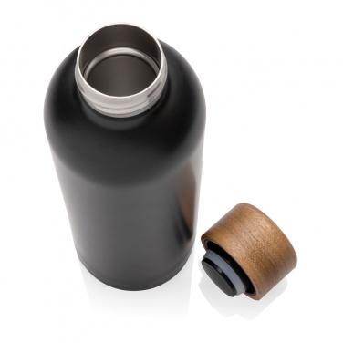 Logo trade promotional giveaway photo of: Wood RCS certified recycled stainless steel vacuum bottle