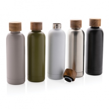 Logotrade advertising product image of: Wood RCS certified recycled stainless steel vacuum bottle