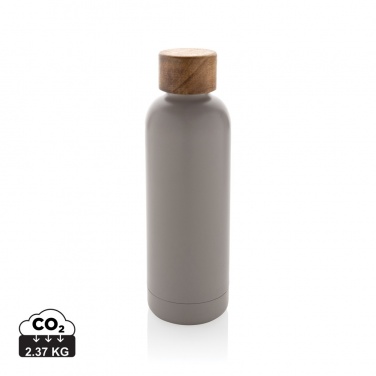 Logo trade promotional gifts picture of: Wood RCS certified recycled stainless steel vacuum bottle