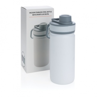 Logo trade promotional products image of: Vacuum stainless steel bottle with sports lid 550ml