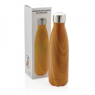 Logotrade business gift image of: Vacuum insulated stainless steel bottle with wood print