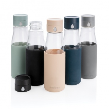 Logo trade promotional product photo of: Ukiyo glass hydration tracking bottle with sleeve