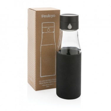 Logo trade promotional merchandise image of: Ukiyo glass hydration tracking bottle with sleeve