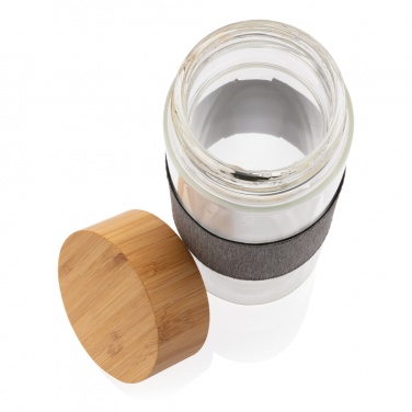 Logo trade promotional items image of: Impact borosilicate glass bottle with bamboo lid