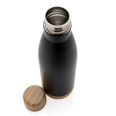 Logo trade promotional items image of: Vacuum stainless steel bottle with bamboo lid and bottom