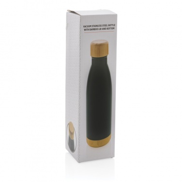 Logo trade business gift photo of: Vacuum stainless steel bottle with bamboo lid and bottom