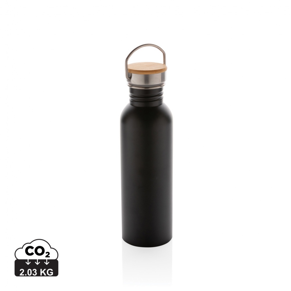 Logo trade advertising product photo of: Modern stainless steel bottle with bamboo lid