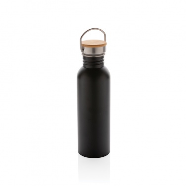 Logo trade promotional giveaways picture of: Modern stainless steel bottle with bamboo lid