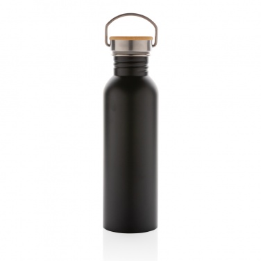 Logo trade promotional giveaways image of: Modern stainless steel bottle with bamboo lid