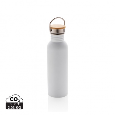 Logotrade promotional merchandise picture of: Modern stainless steel bottle with bamboo lid