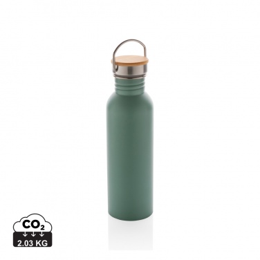 Logo trade promotional merchandise photo of: Modern stainless steel bottle with bamboo lid