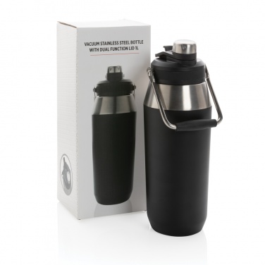 Logo trade business gifts image of: Vacuum stainless steel dual function lid bottle 1L