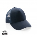 Impact AWARE™ Brushed rcotton 5 panel trucker cap 190gr, navy