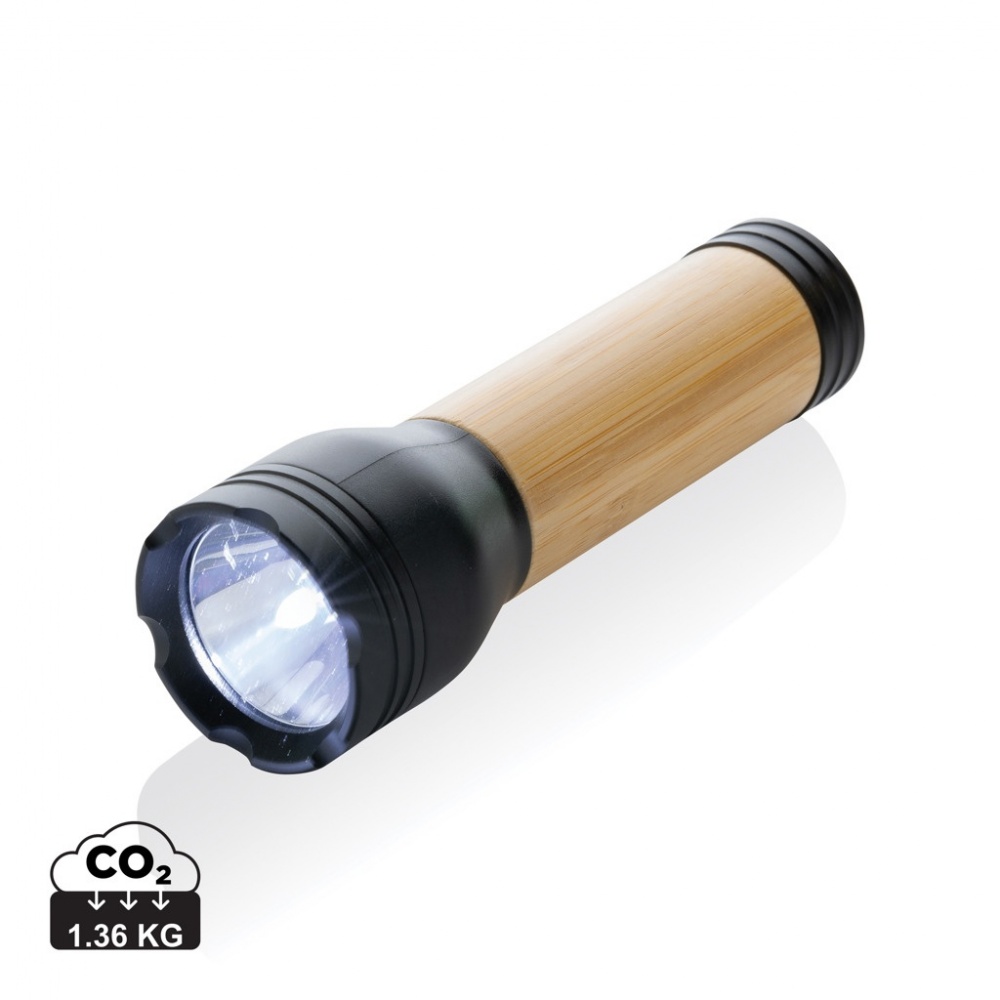 Logo trade promotional giveaway photo of: Lucid 3W RCS certified recycled plastic & bamboo torch