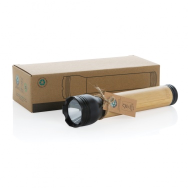 Logo trade promotional merchandise photo of: Lucid 5W RCS certified recycled plastic & bamboo torch