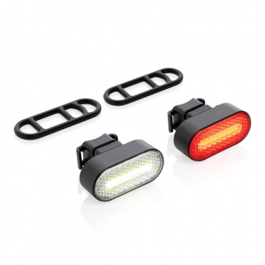 Logotrade promotional merchandise picture of: Lumino RCS recycled plastic USB re-chargeable bike light set