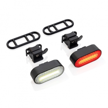 Logo trade promotional merchandise image of: Lumino RCS recycled plastic USB re-chargeable bike light set