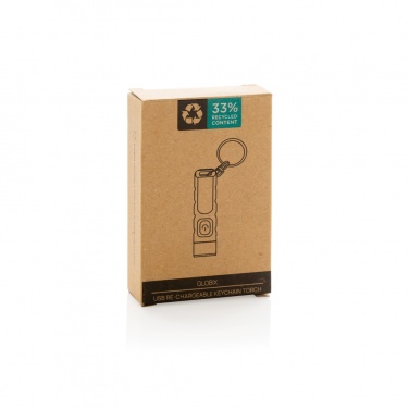 Logotrade promotional merchandise image of: Globix RCS recycled plastic USB re-chargeable keychain torch