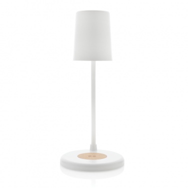 Logo trade promotional gifts image of: Zenara RCS recycled plastic and cork 15W wireless desk lamp