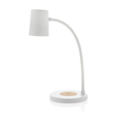 Logotrade promotional product picture of: Zenara RCS recycled plastic and cork 15W wireless desk lamp