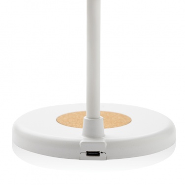 Logotrade promotional item picture of: Zenara RCS recycled plastic and cork 15W wireless desk lamp