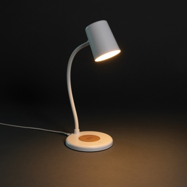 Logotrade business gift image of: Zenara RCS recycled plastic and cork 15W wireless desk lamp