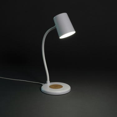 Logo trade promotional item photo of: Zenara RCS recycled plastic and cork 15W wireless desk lamp