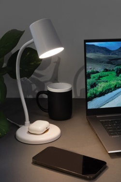 Logotrade promotional gift image of: Zenara RCS recycled plastic and cork 15W wireless desk lamp