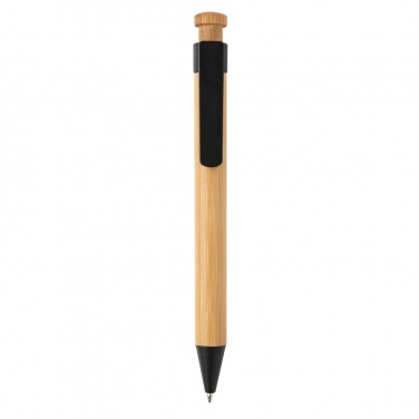 Logo trade advertising products image of: Bamboo pen with wheatstraw clip