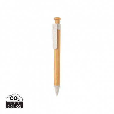 Logo trade promotional product photo of: Bamboo pen with wheatstraw clip