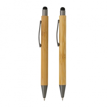 Logo trade promotional merchandise image of: Bamboo modern pen set in box