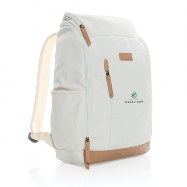 Logotrade advertising product image of: Impact AWARE™ 16 oz. recycled canvas 15" laptop backpack