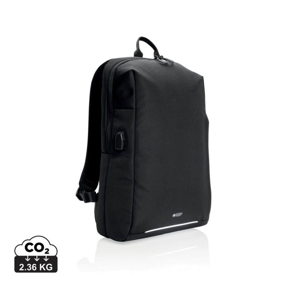 Logo trade promotional merchandise photo of: Swiss Peak AWARE™ RFID and USB A laptop backpack